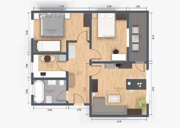 Ecocube 14 - 3 Private Apartments, Max 14 Gaeste, 7 Betten, Terrasse, Garten *